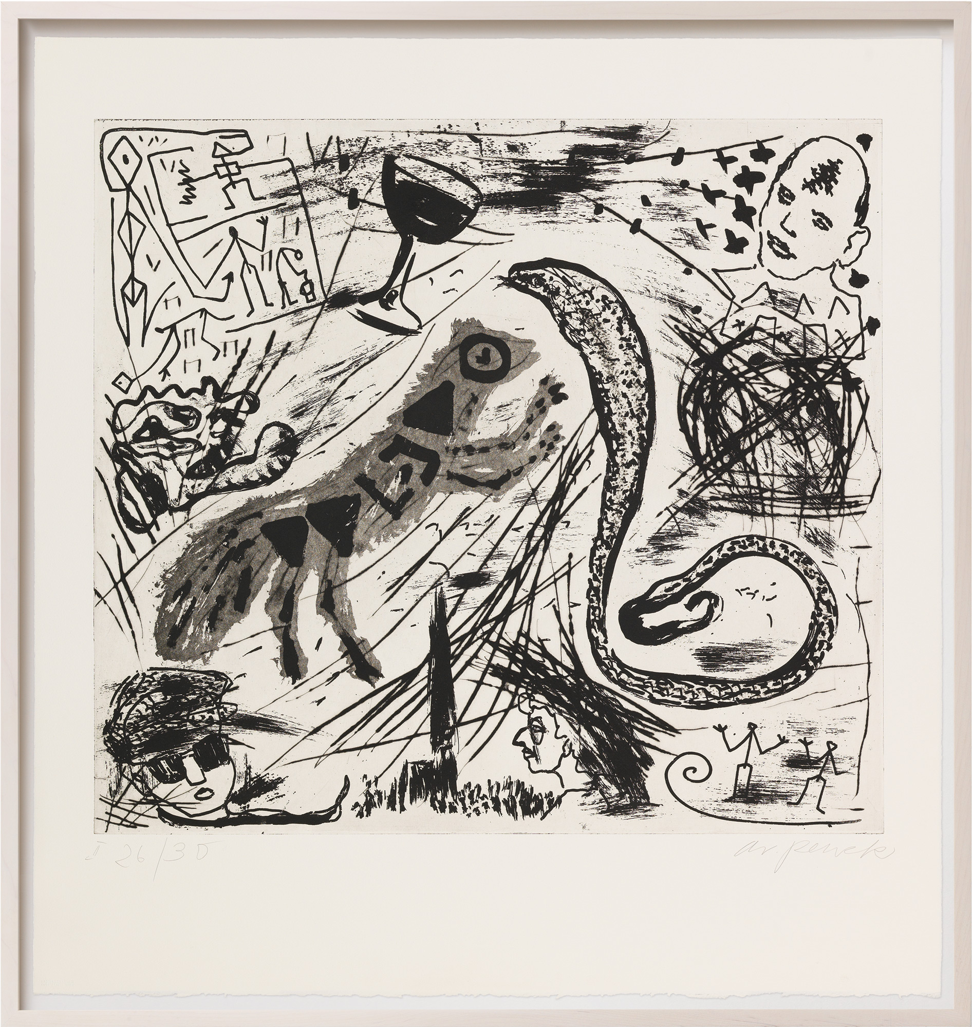 Bild "Was einem Emigranten durch den Kopf geht - Tafel II" (1987) (Unikat) von A. R. Penck