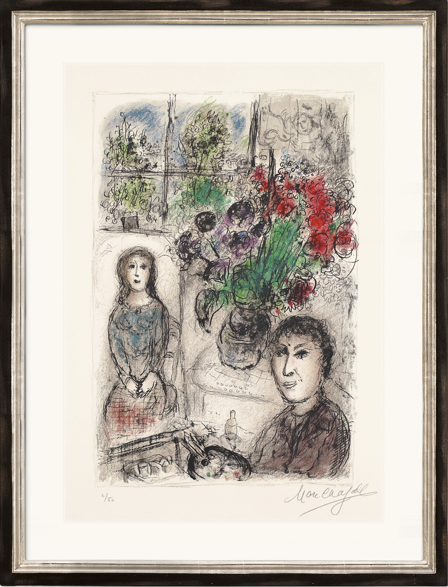 Bild "Staffelei mit Blumen" (1976) von Marc Chagall