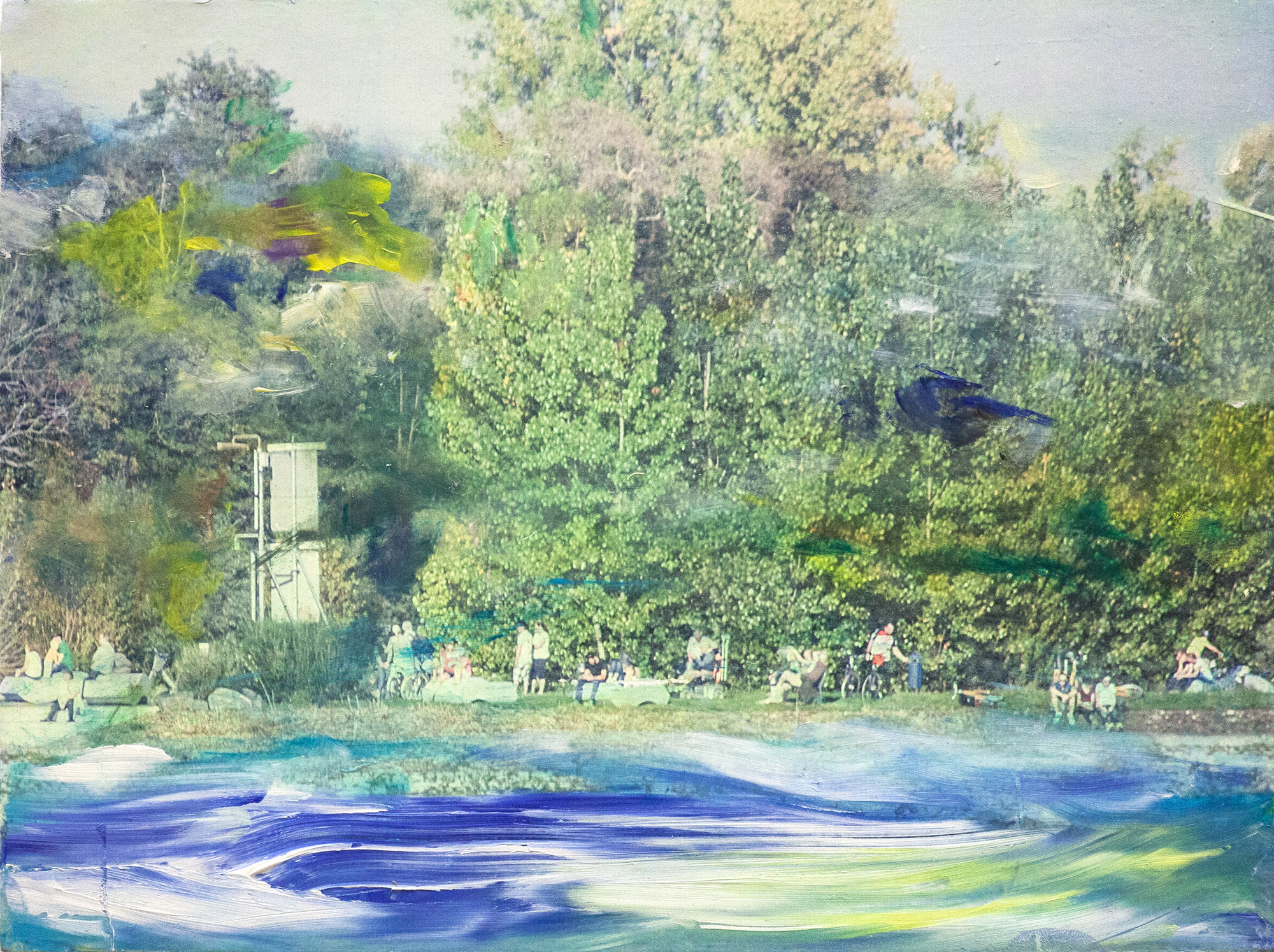Bild "Sonnenbad (Am Rheinufer)" (2020) (Unikat) von Patricia Hell