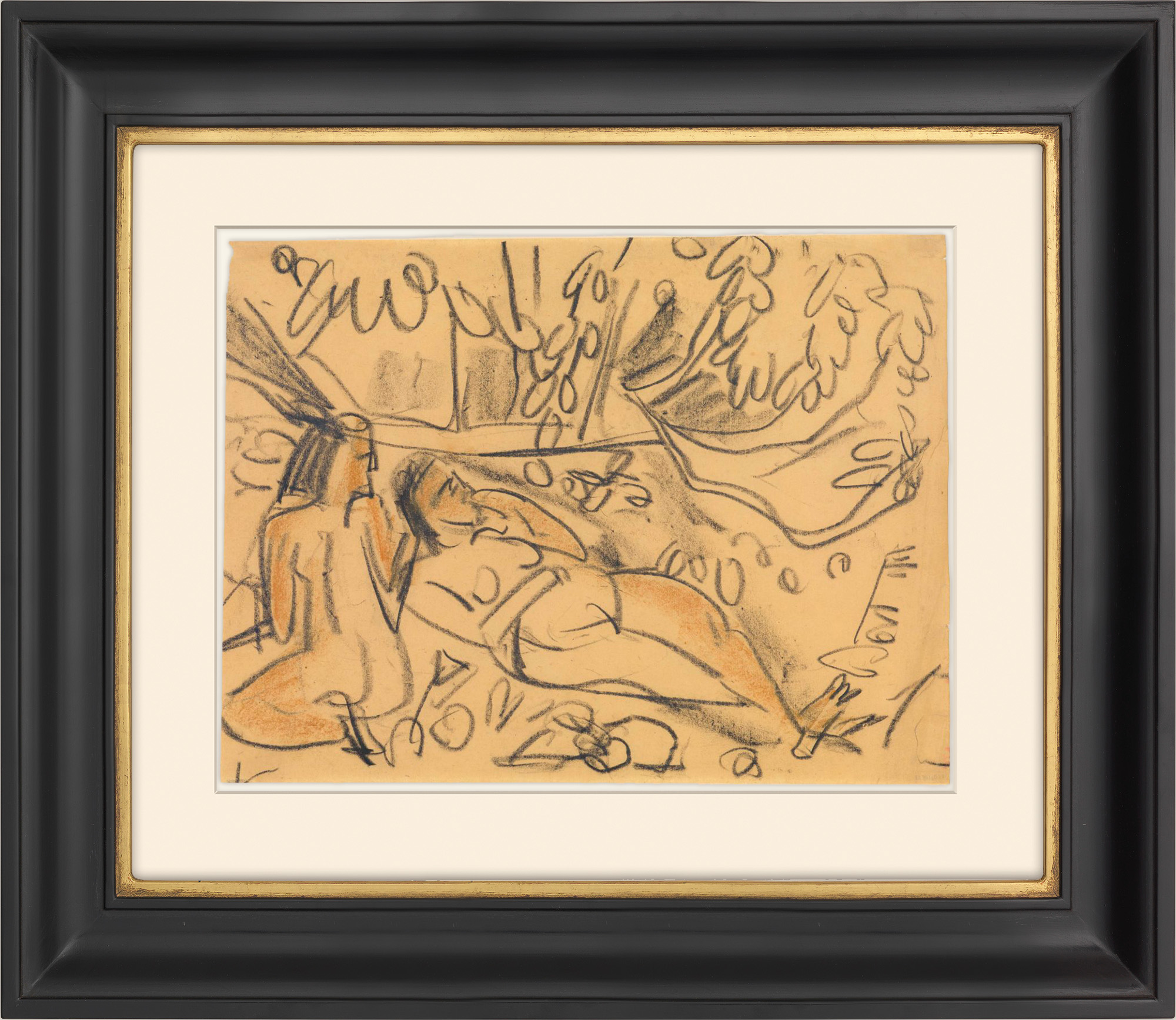 Bild "Liegender und Hockender Akt" (1918) (Unikat) von Ernst Ludwig Kirchner