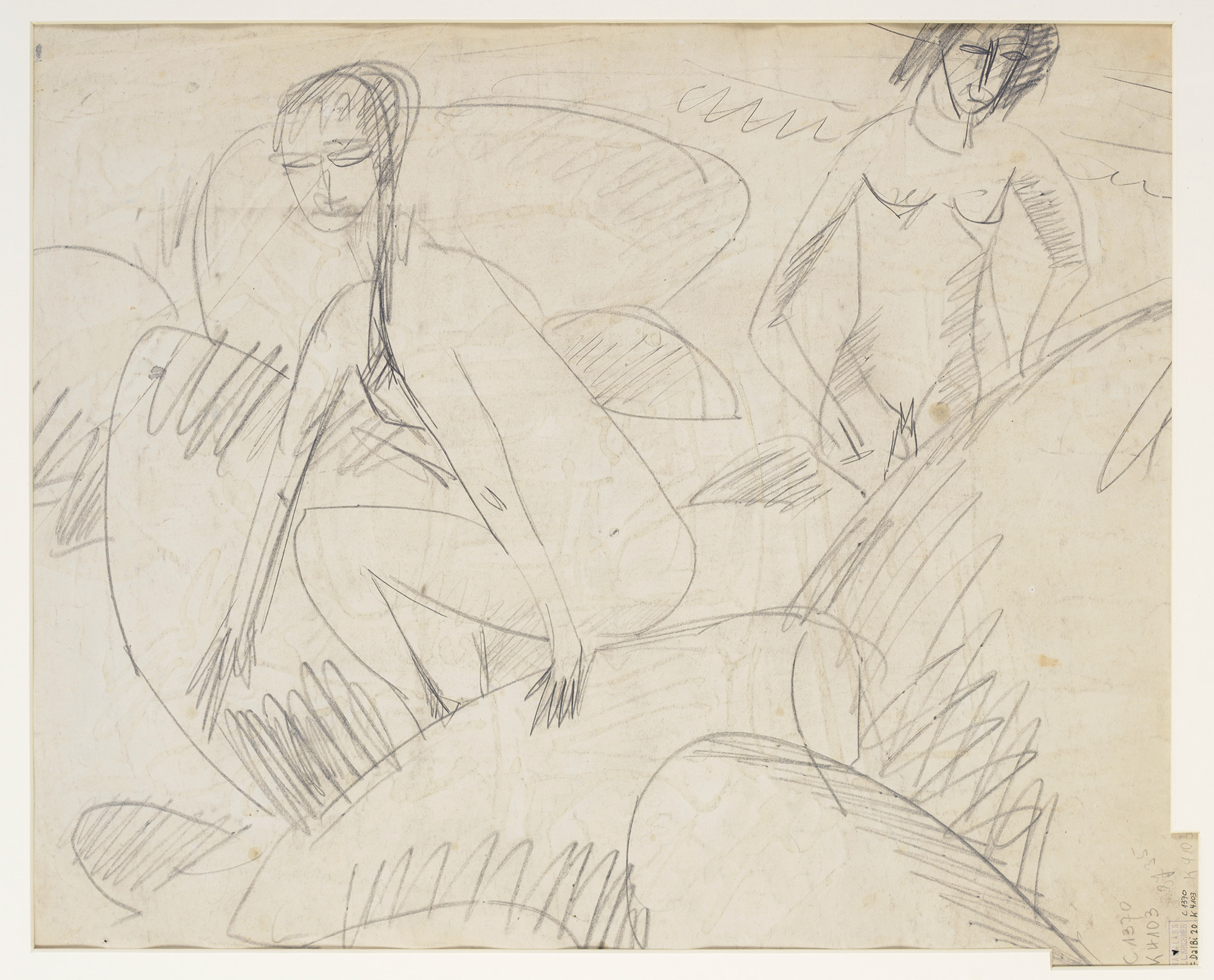 Bild "Junge mit Fischglas (1920) / 2 Badende auf Steinen ( ca. 1913)" (Unikat) von Ernst Ludwig Kirchner