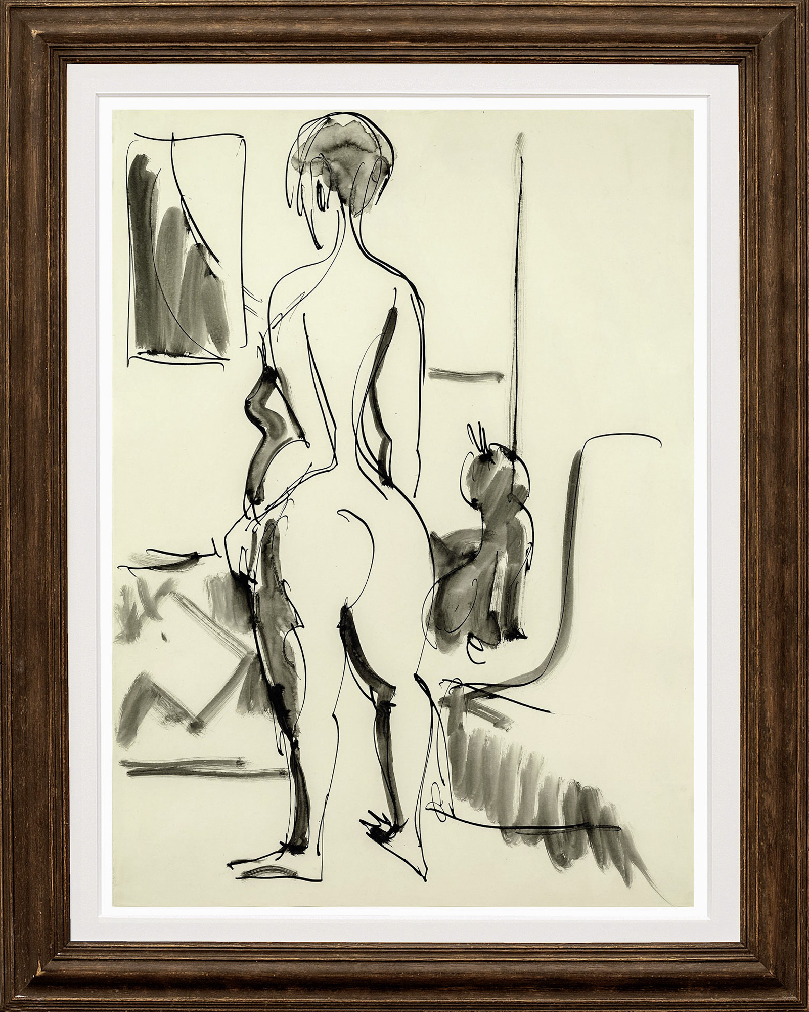 Bild "Rückenakt und Katze" (1929) (Unikat) von Ernst Ludwig Kirchner