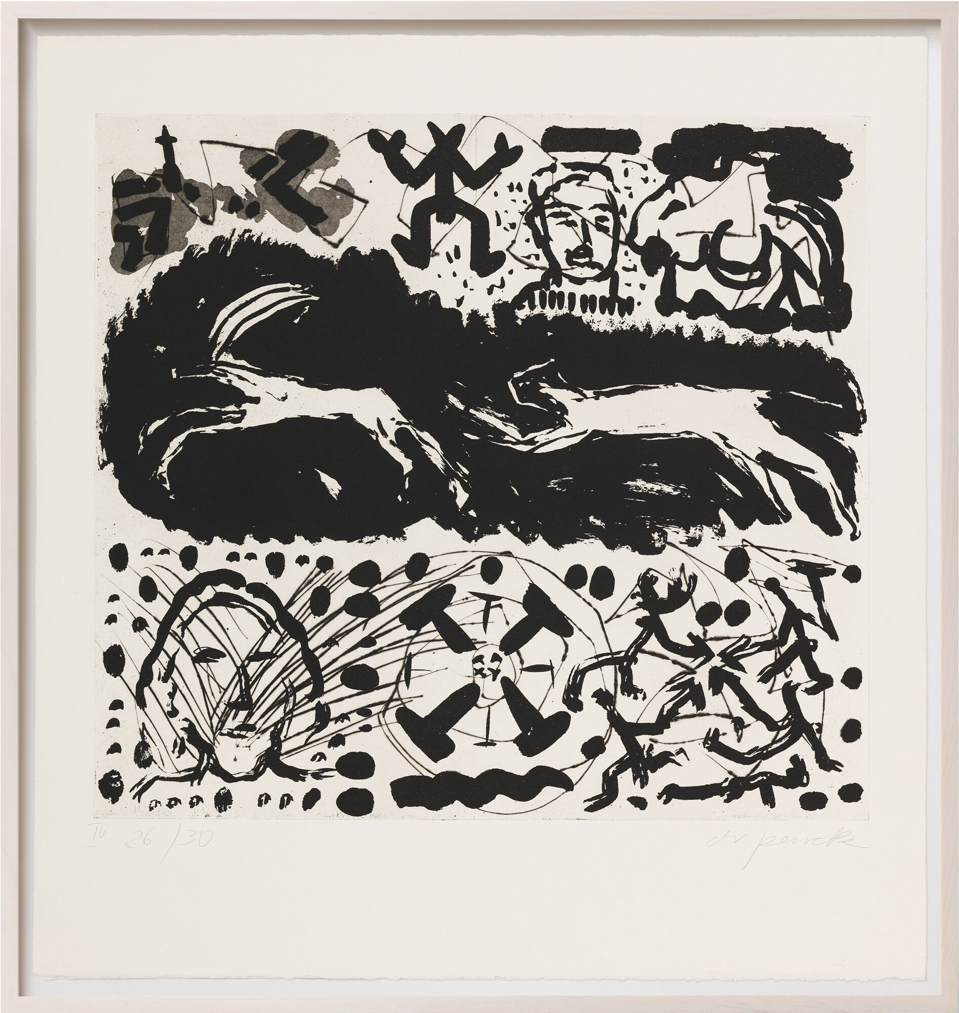 Bild "Was einem Emigranten durch den Kopf geht - Tafel IV" (1987) (Unikat) von A. R. Penck