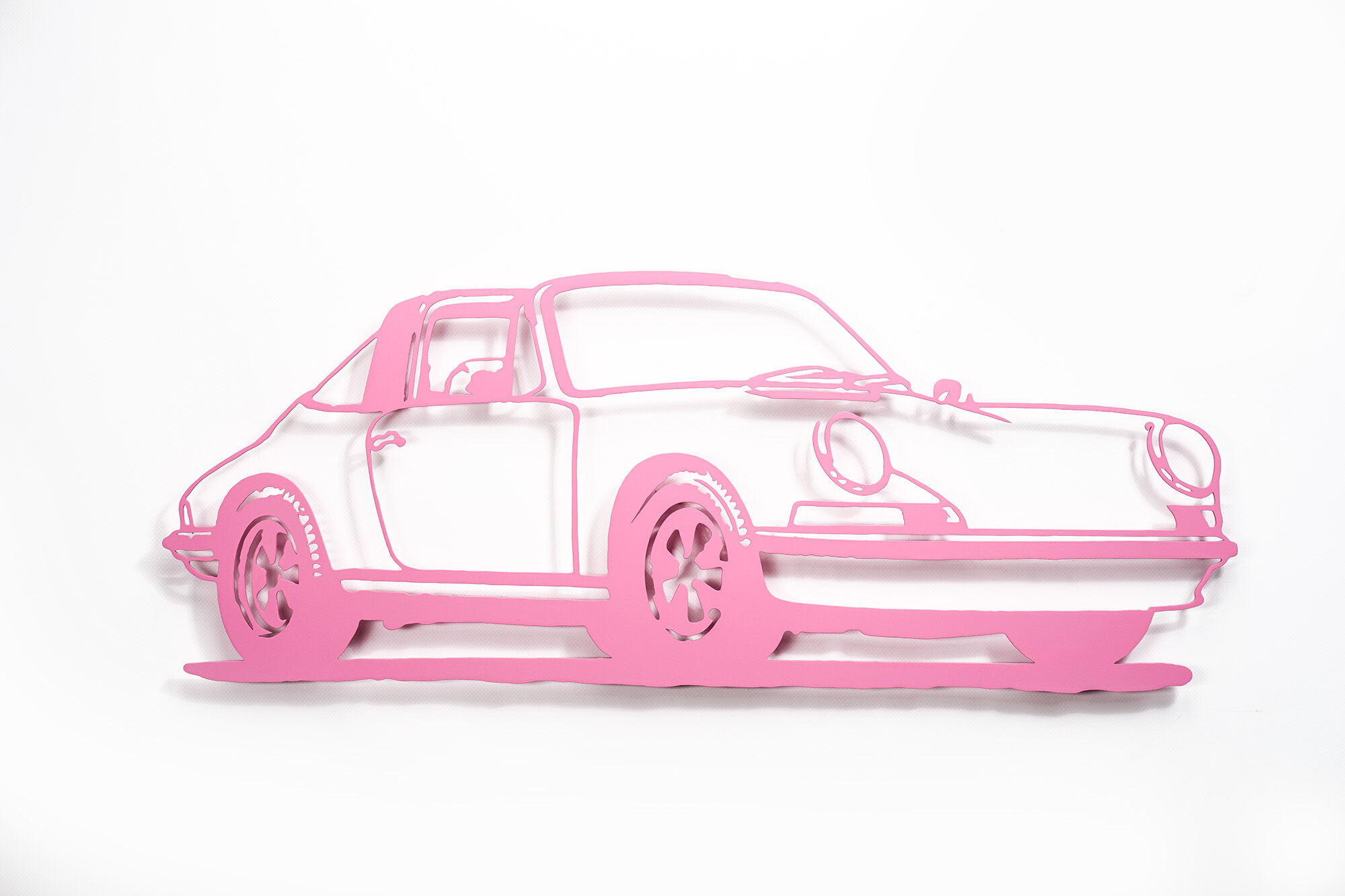 Wall object "Porsche 911 Targa (Pink)" (2022) (Serial unique piece) by Jan M. Petersen