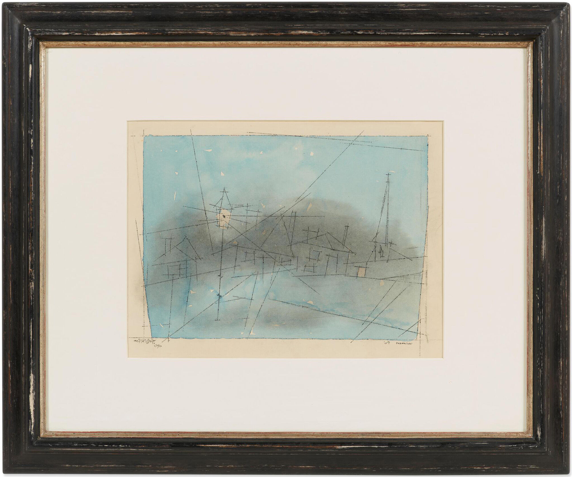 Picture "Village in Blue with Street Lamp" (1950) (Unique piece) by Lyonel Feininger