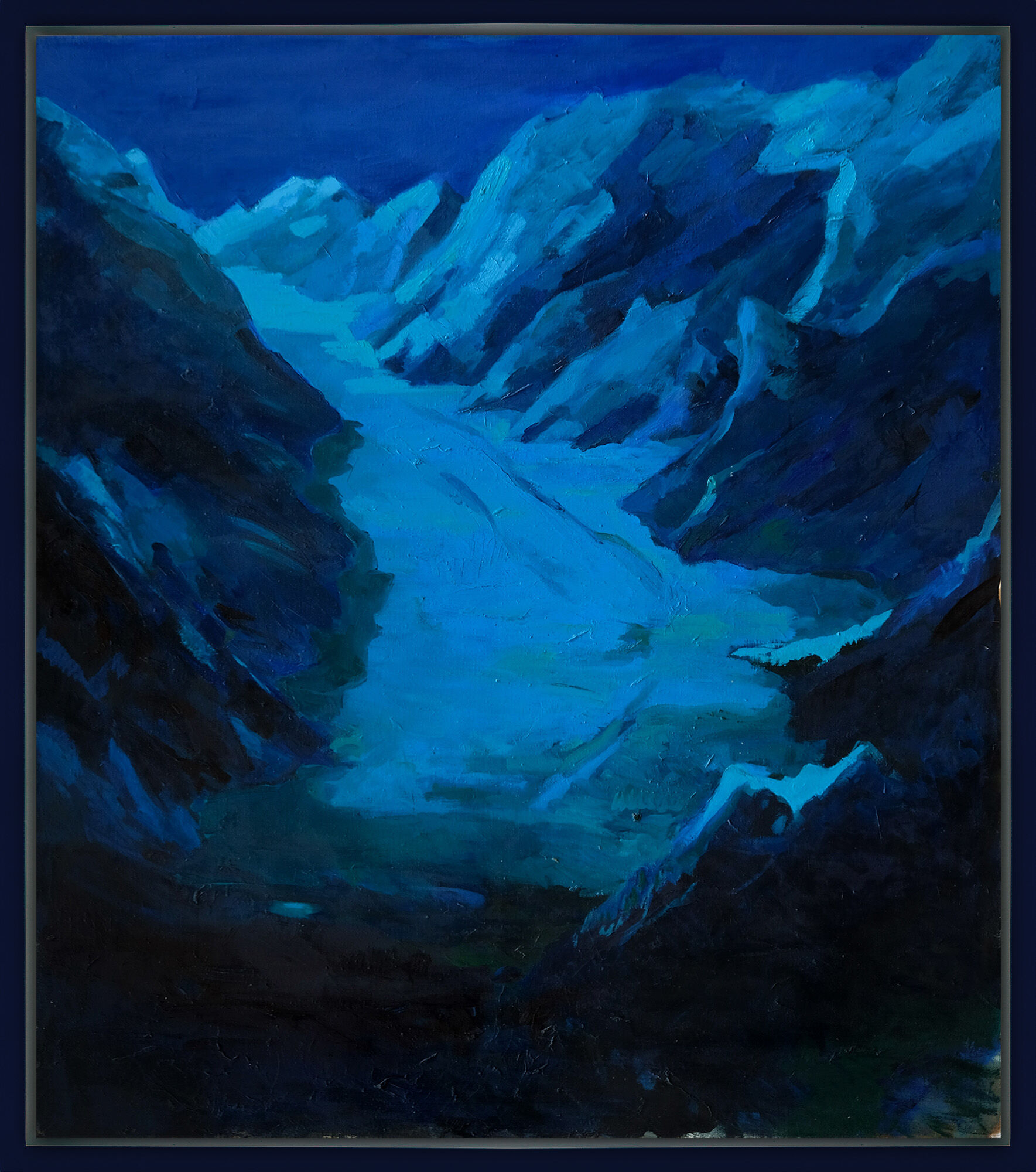 Bild "Mondnacht am großen Gletscher (Aletsch)" (2002) (Unikat) von Lutz Friedel