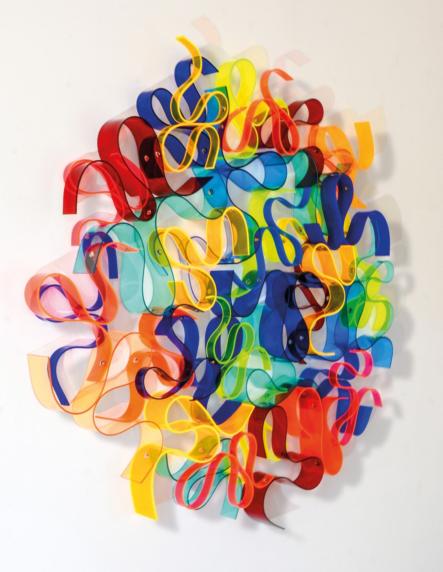 Objet mural "Squiggle orange fluo / turquoise" (2026) (Pièce unique) de Selcuk Dizlek