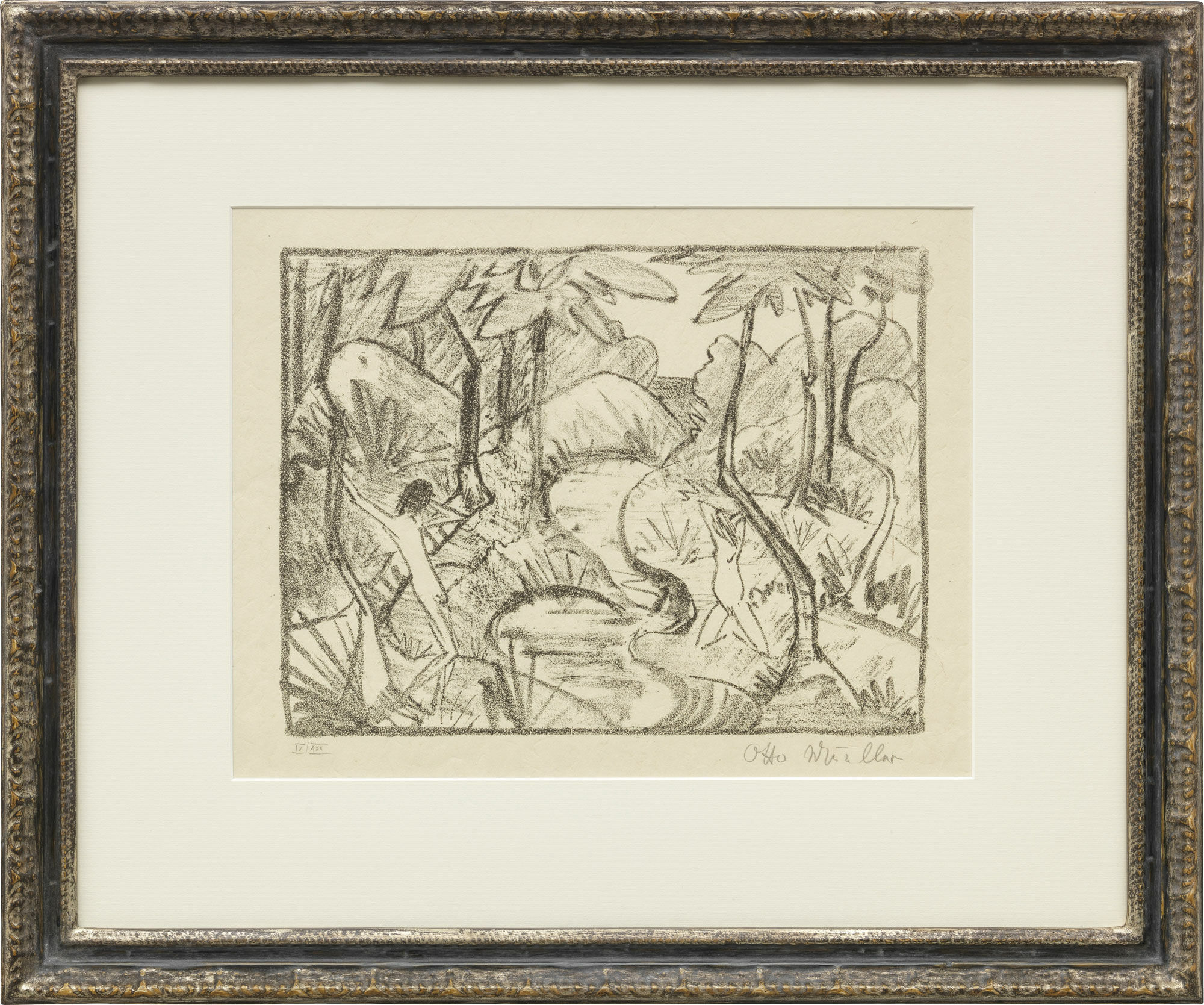 Bild "Zwei Figuren am Waldbach 2 (Waldlandschaft)" (1921-22) von Otto Mueller