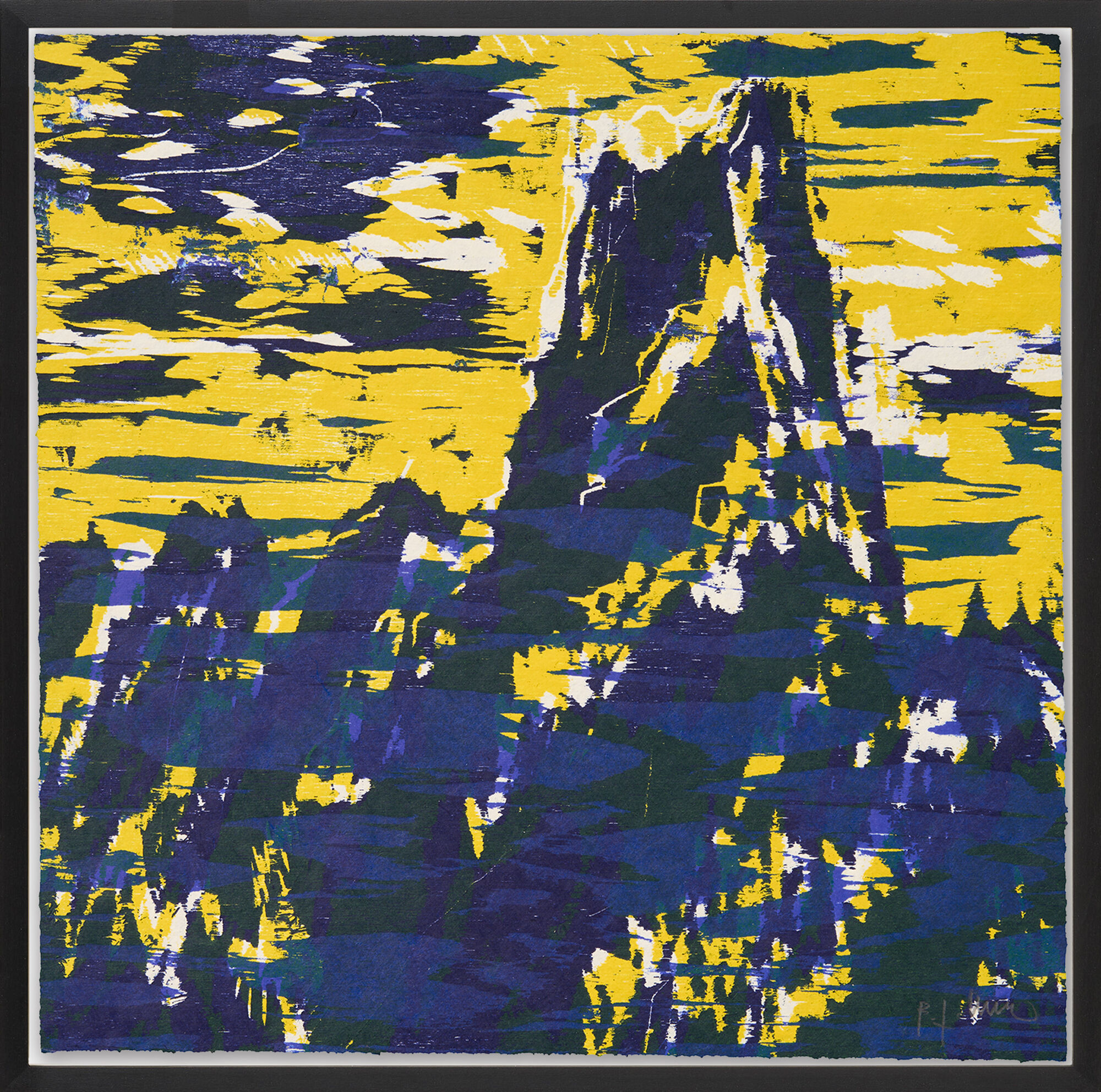 Tableau "Tinzenhorn (jaune/violet)" (2015/19) (Pièce unique) de Bernd Zimmer