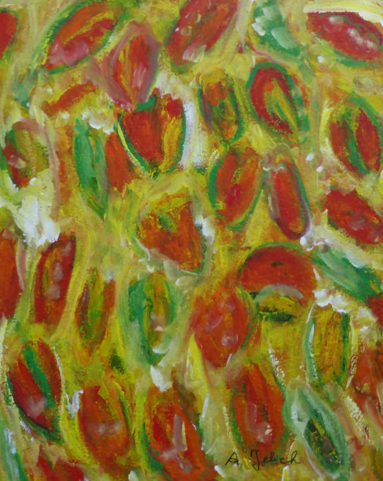 Picture "Tulip Heart" (2013) (Unique piece) by Angelika Jelich