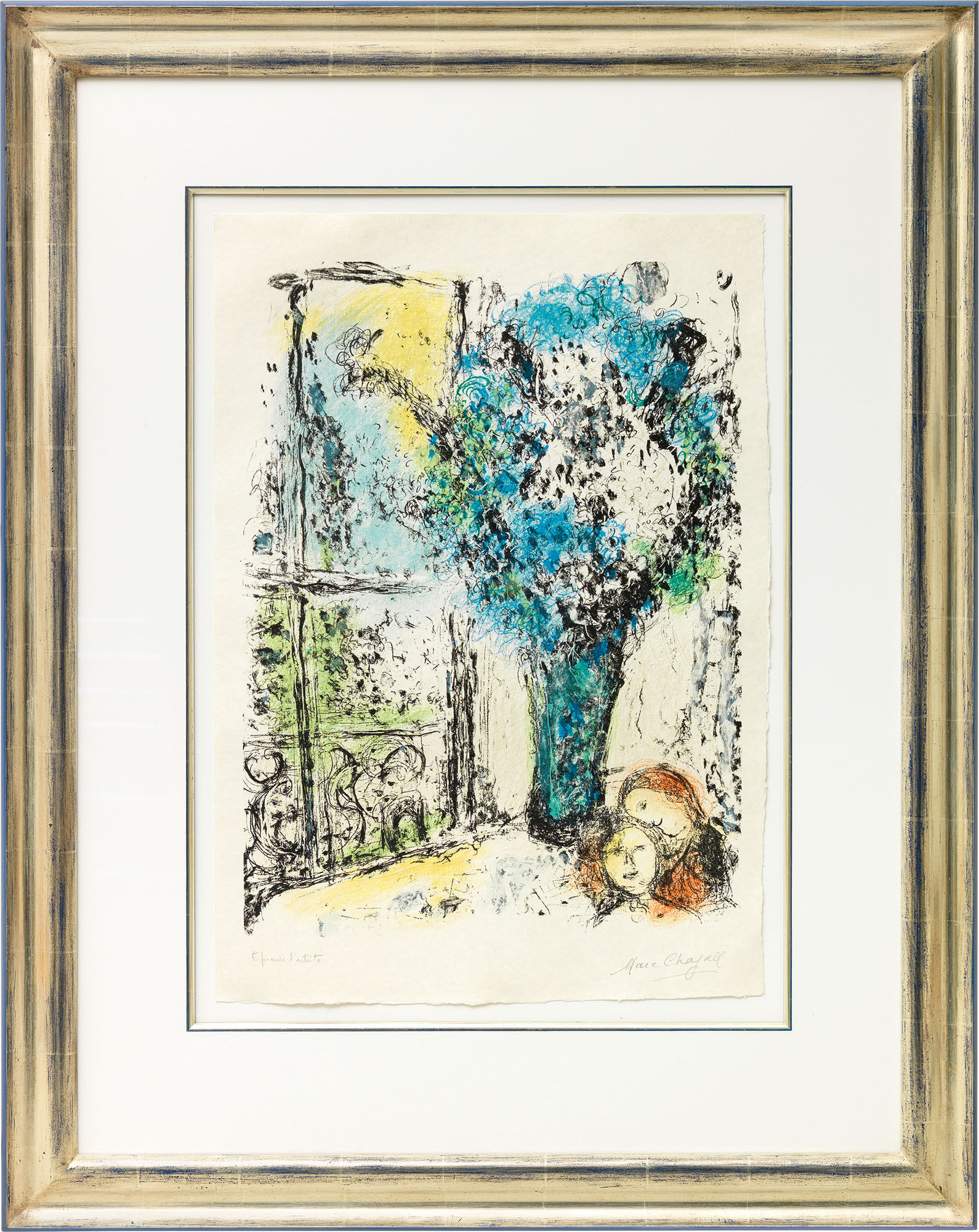 Picture "Le Bouquet bleu" (1974) by Marc Chagall