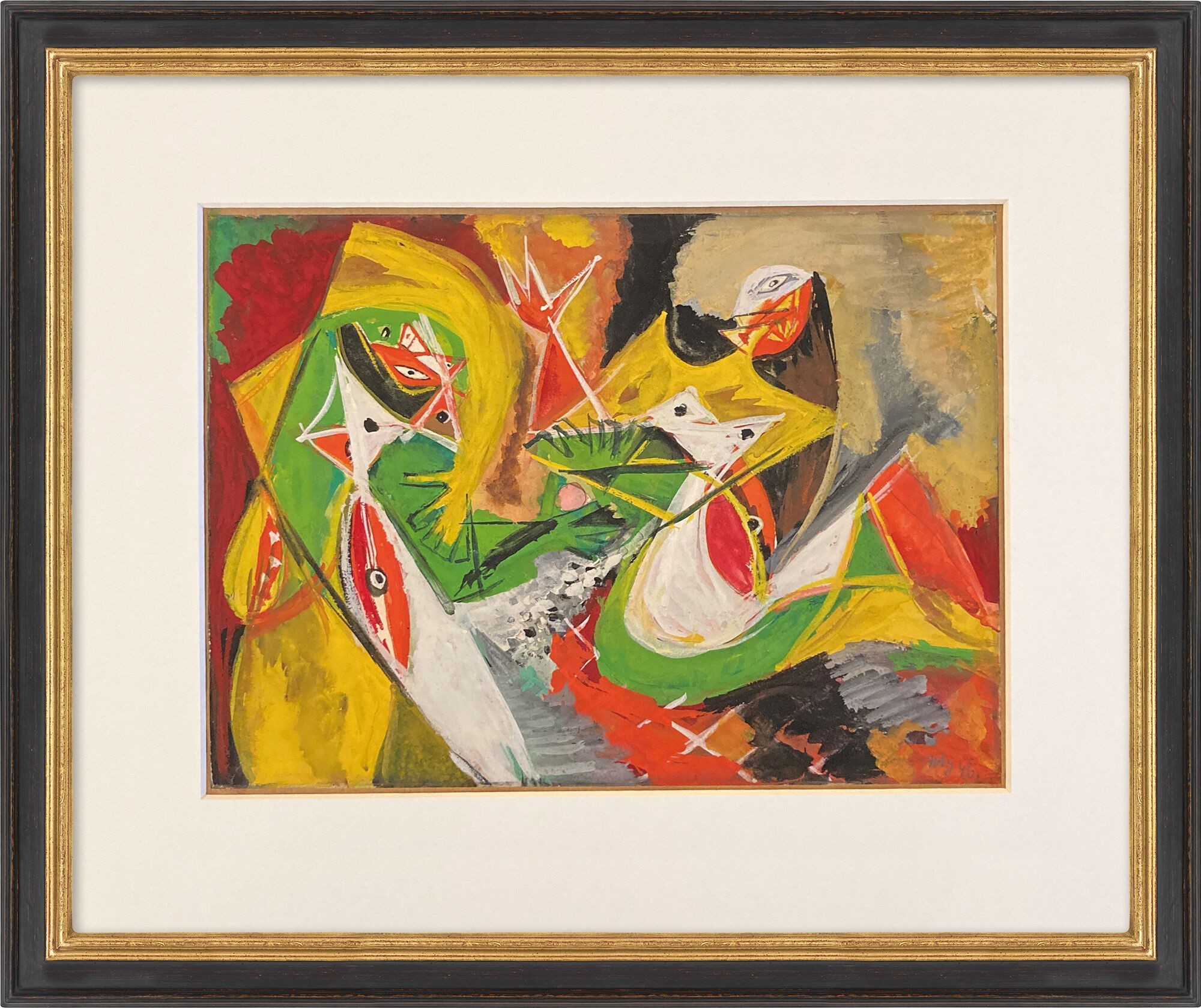 Picture "Two Women (Yellow Green)" (1946) (Unique piece) by Ernst Wilhelm Nay