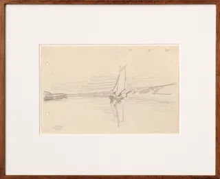 Picture "Untitled (Sailing Boat on River)" (1925) (Unique piece) by Lyonel Feininger