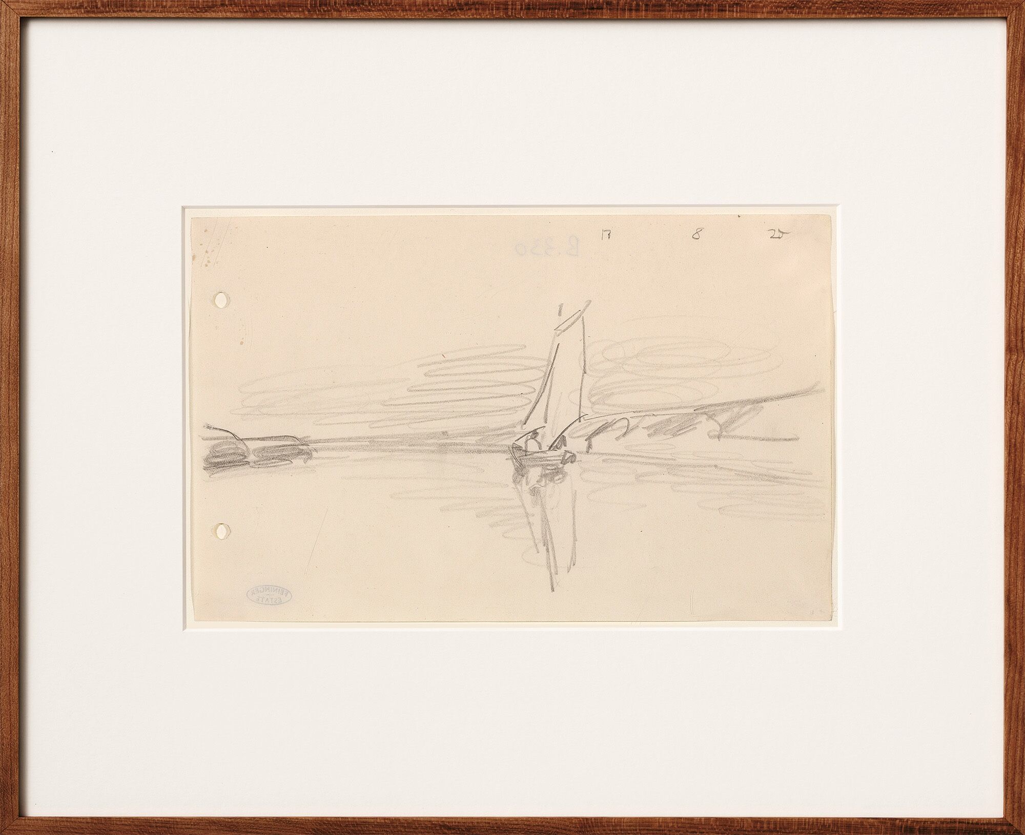 Picture "Untitled (Sailing Boat on River)" (1925) (Unique piece) by Lyonel Feininger