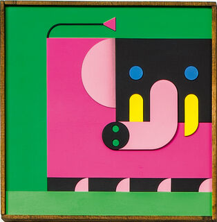 Bild "ELEFANT MAMA pink/grün" (2020)