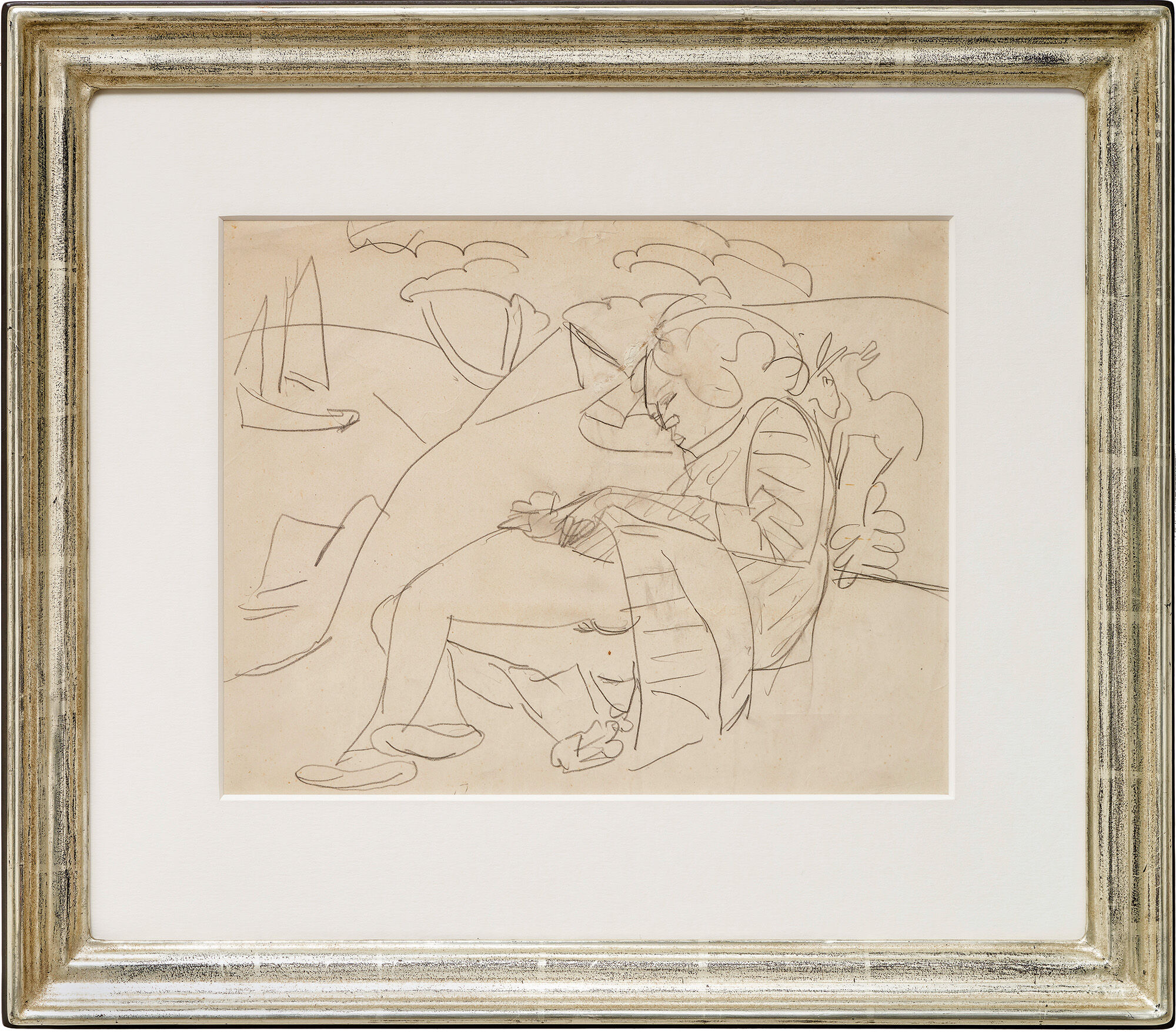 Picture "Sleeper at the Beach of Fehmarn" (around 1912) (Unique piece) by Ernst Ludwig Kirchner