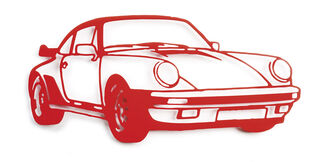 Wandskulptur "Porsche Turbo (Rot)" (2021) (Unikat), Stahlblech von Jan M. Petersen