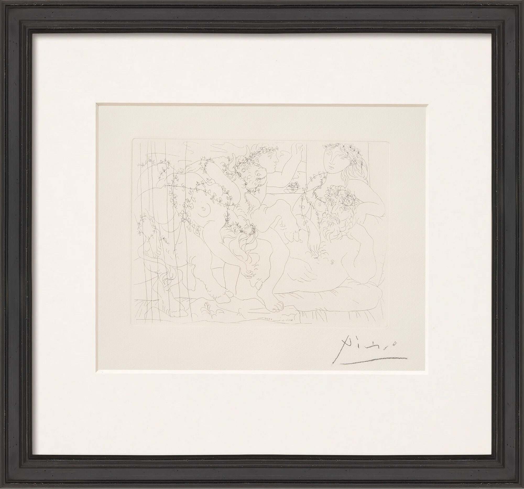 Bild "Le Respos du Sculpteur devant une Bacchanale au Taureau" (1933) von Pablo Picasso