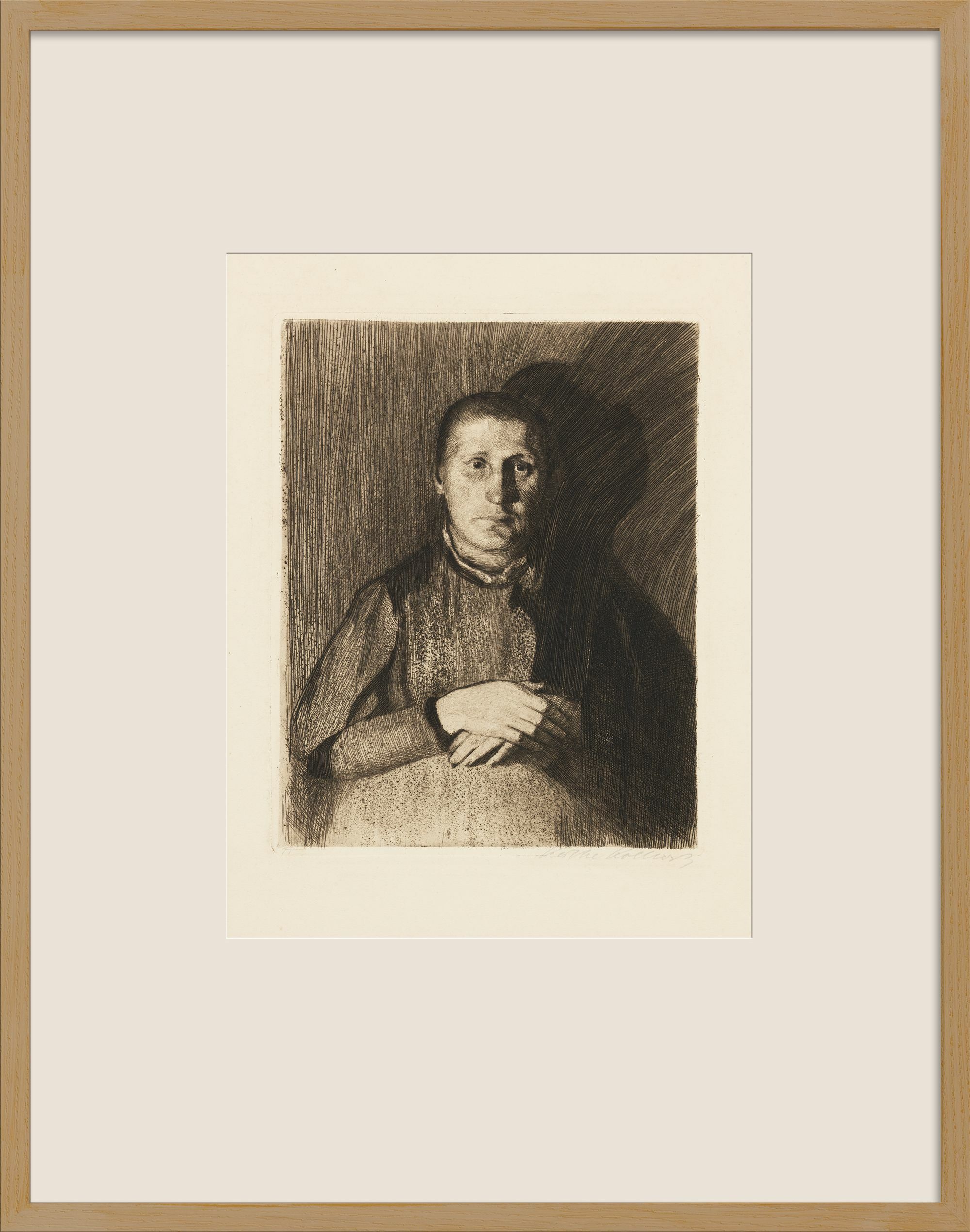 Bild "Frau mit übereinandergelegten Händen" (1898/99) von Käthe Kollwitz
