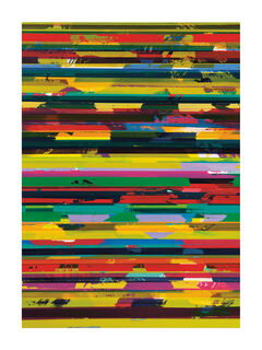 Tableau "Ligne brisée enlevée couleurs jaune vert orange" (2024) (Pièce unique). de Ruri Matsumoto