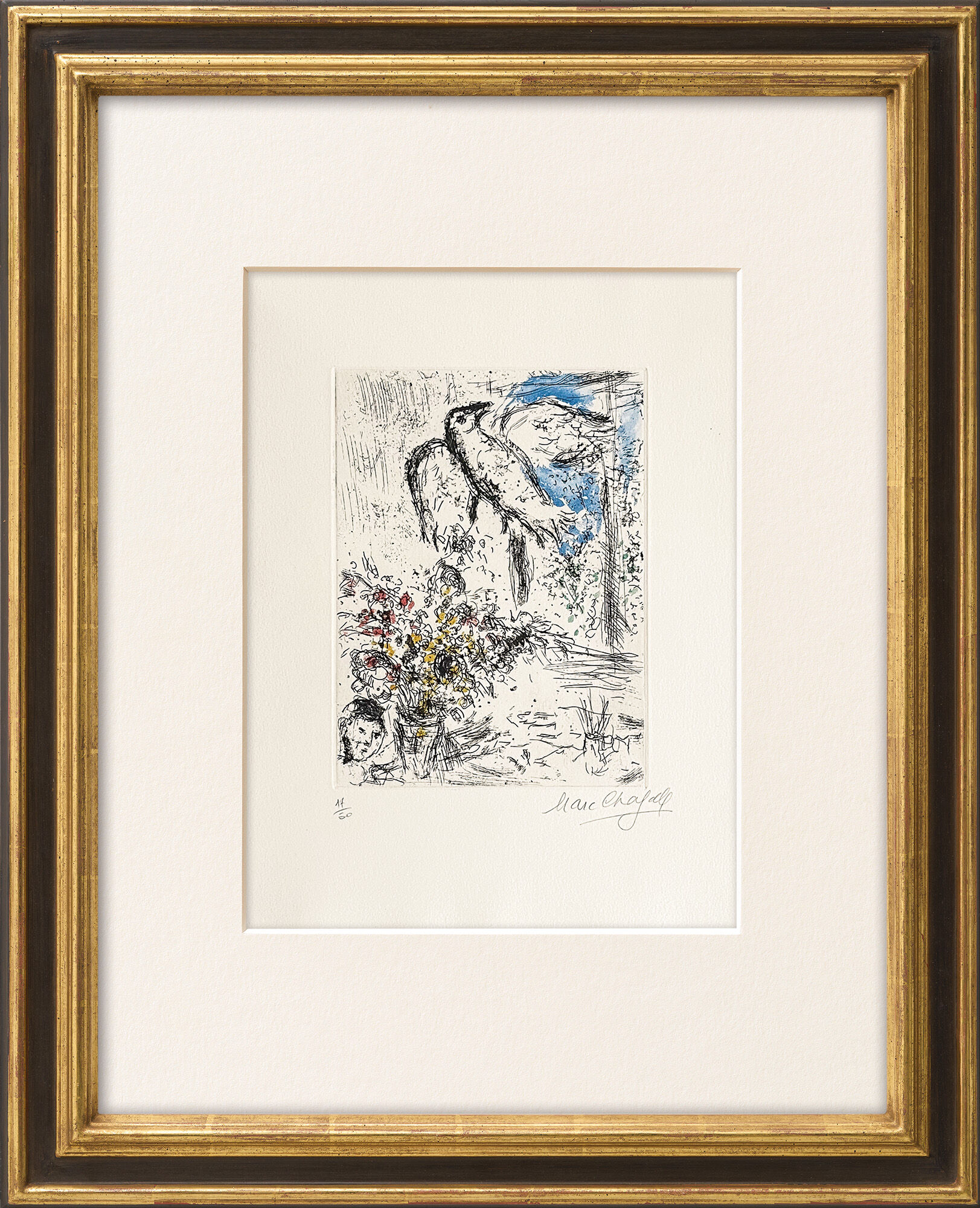 Picture "Nature morte au grand oiseau" (1968) by Marc Chagall