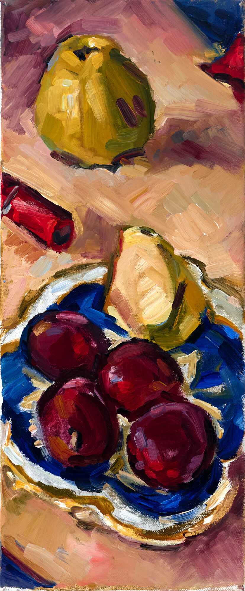 Picture "Still Life with Apple and Plum" (2011) (Unique piece) by Bettina Moras