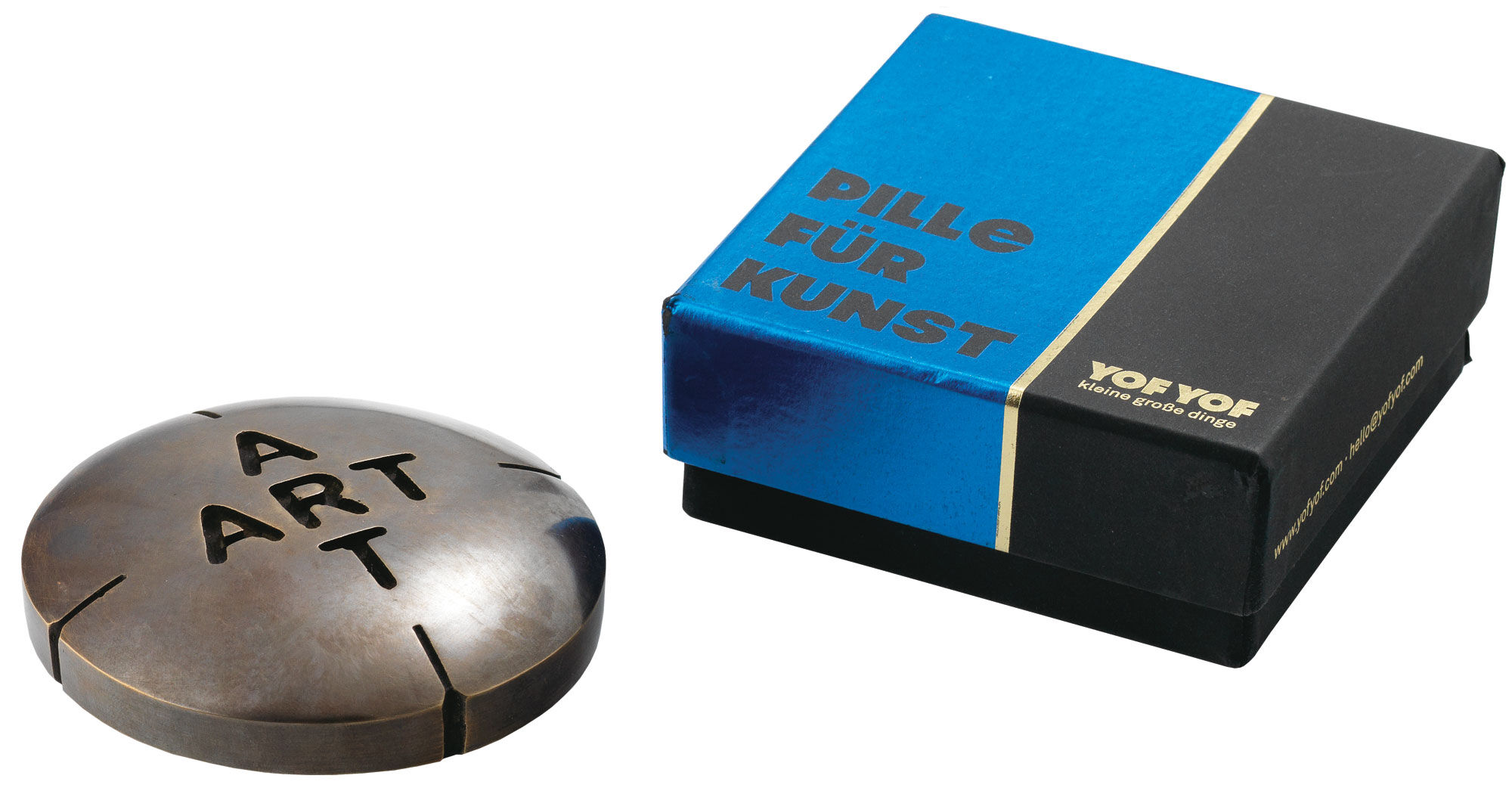 Skulptur "Pill for Art I" (2012), Bronze von Amos Plaut