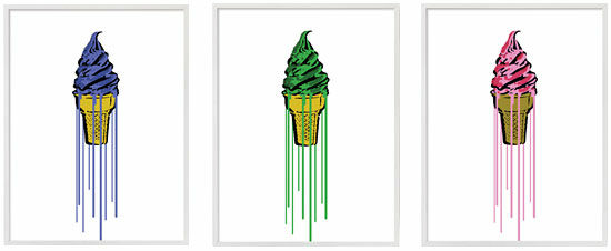 Set of 3 pictures "Glitter Icecream" by ELIOT theSuper