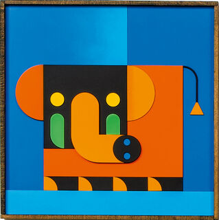 Bild "ELEFANT KIND orange/blau" (2020)