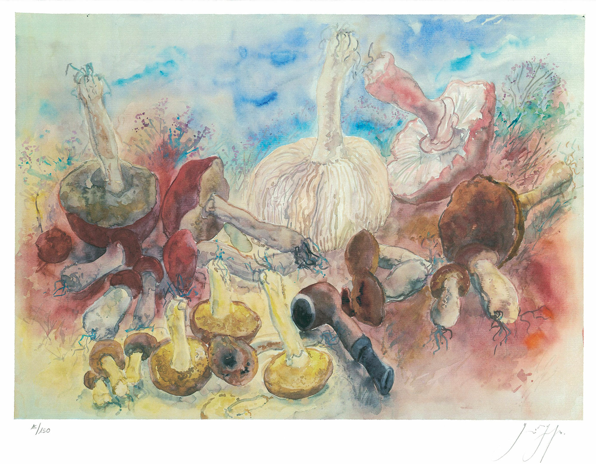Bild "Pilze und meine Pfeife" (2002) von Günter Grass