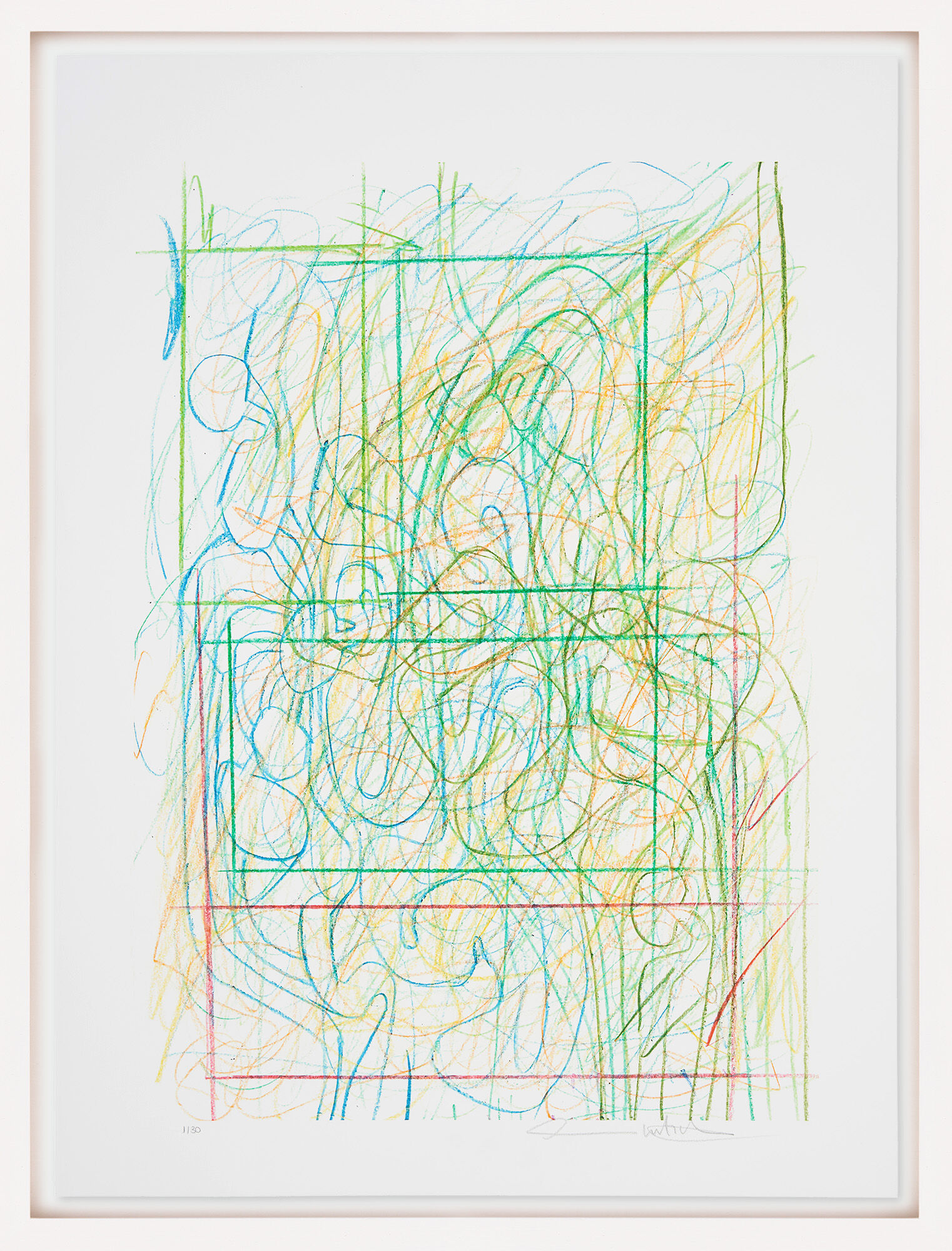 Bild "Zeichnungsedition Motiv 4 (grün-gelb)" (2015) von Hermann Nitsch