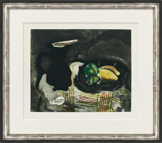 Picture "Pichet noir et citrons" (1960) by Georges Braque