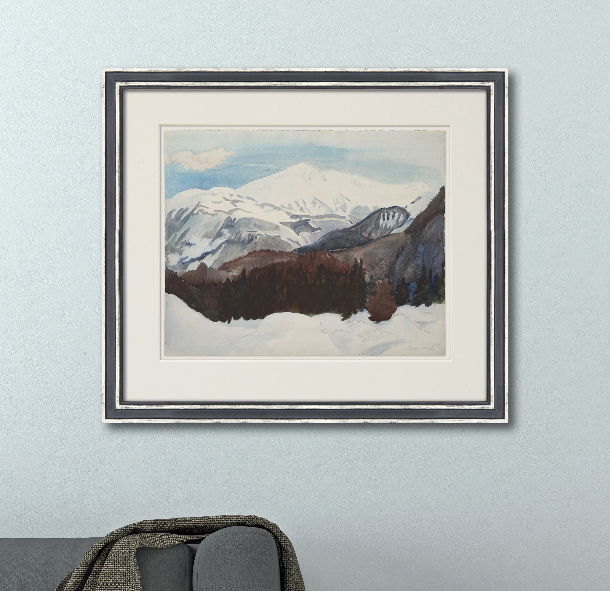 Bild "Berge im Winter" (1948) (Unikat) von Erich Heckel