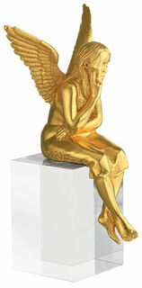 Sculpture "Guardian Angel", gold-plated version with pedestal