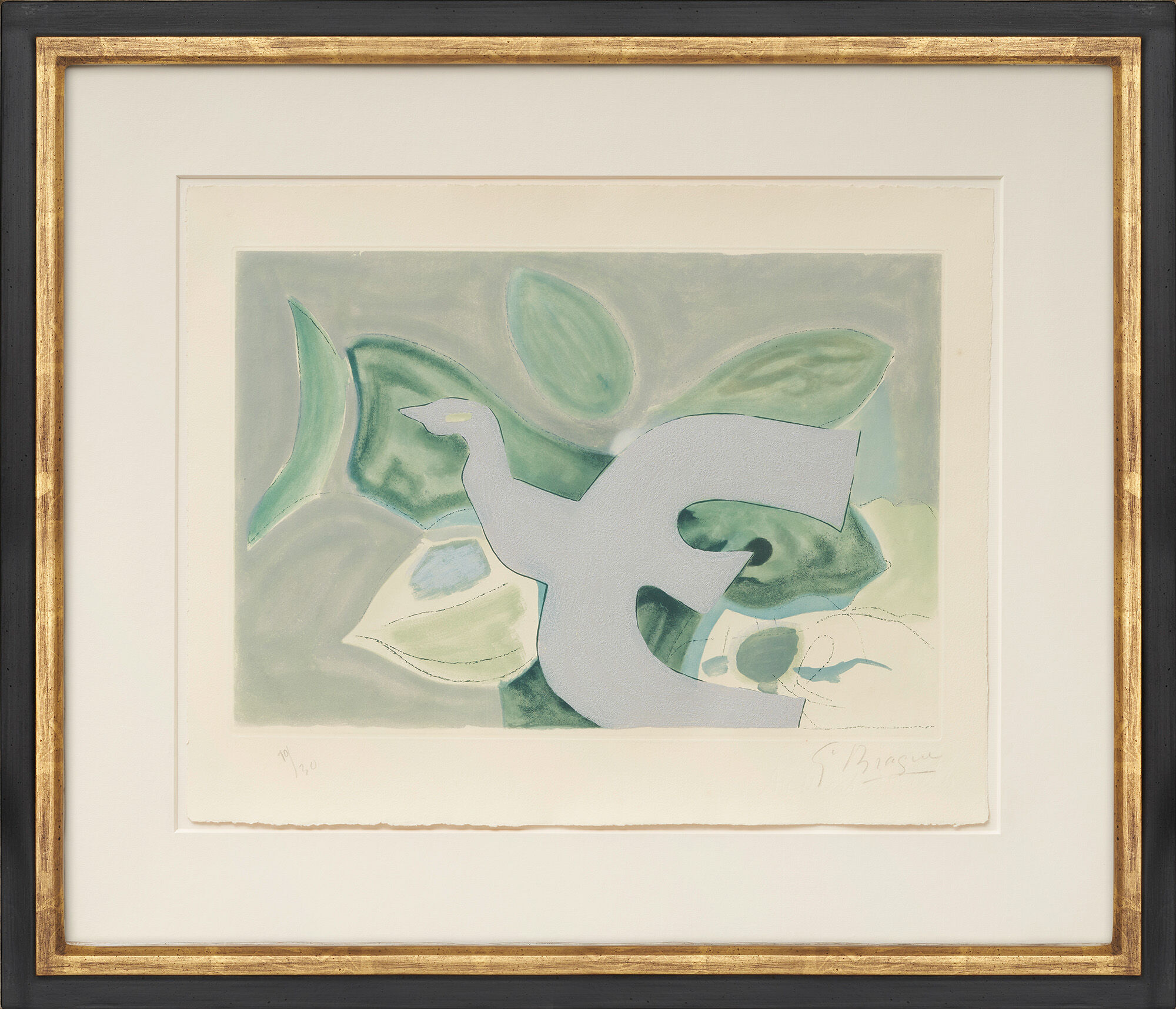 Bild "Oiseau gris sur fond vert" (1962) von Georges Braque