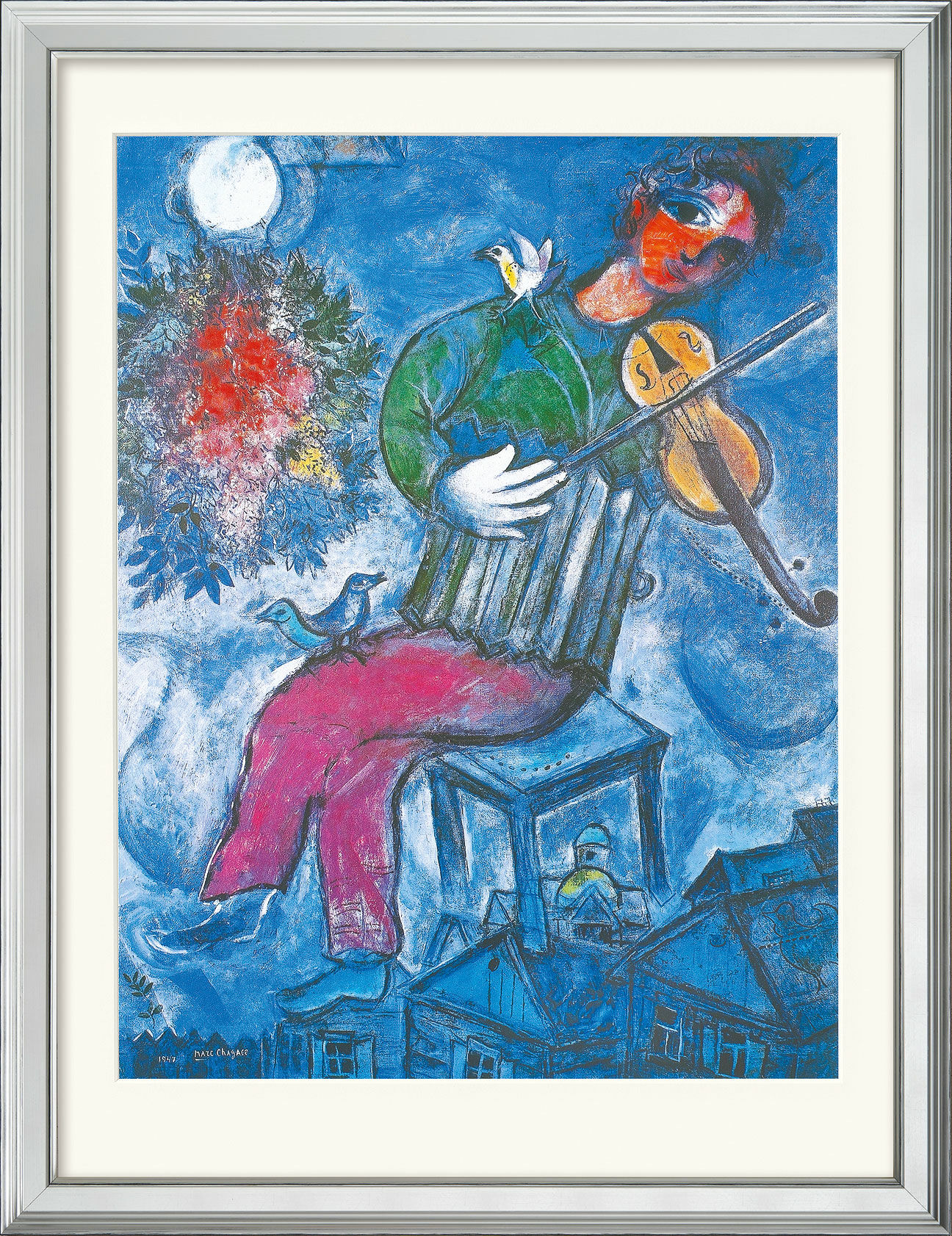 Bild "Le Violoniste Bleu" (1947), gerahmt von Marc Chagall