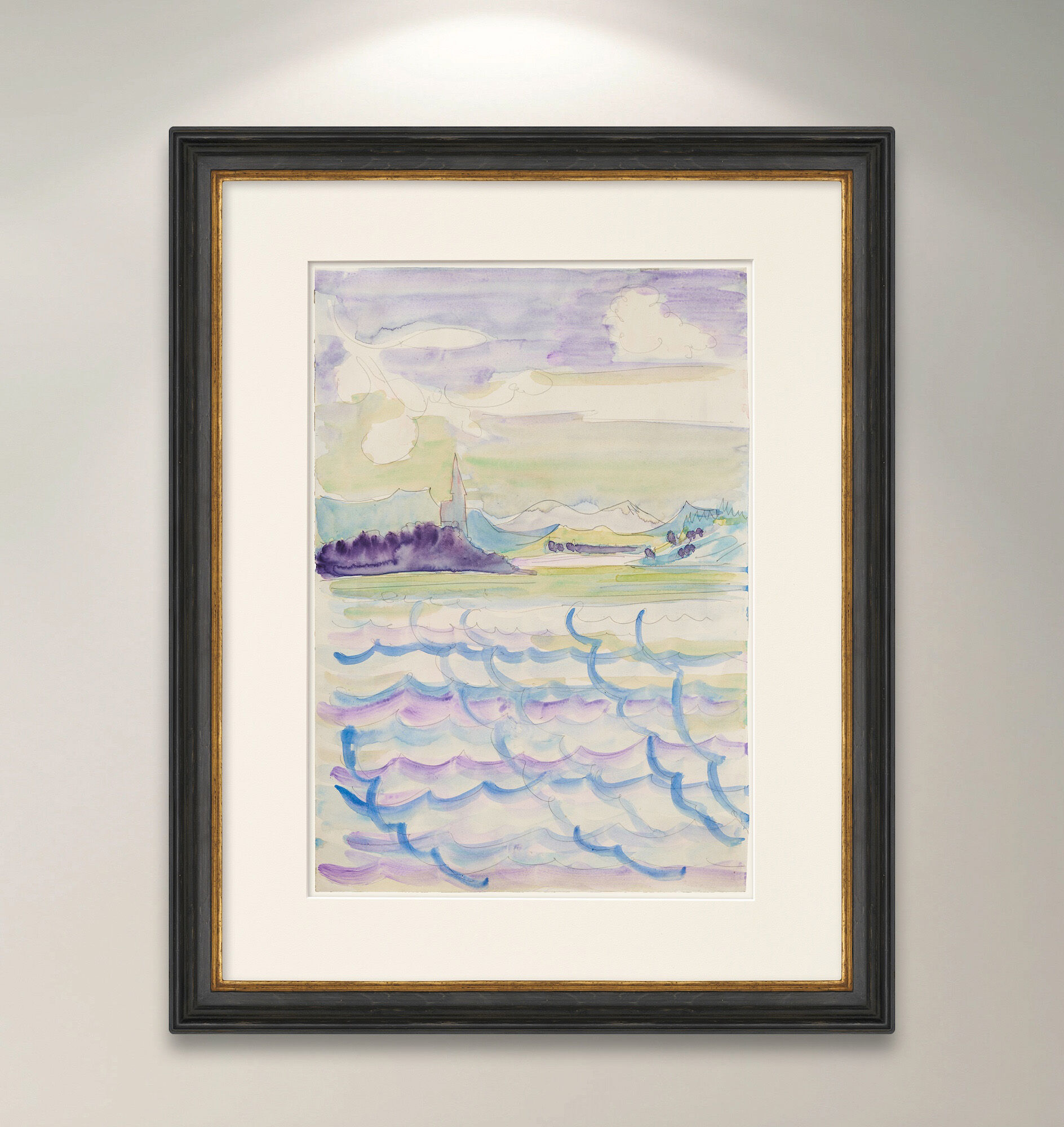 Bild "See vor hügeliger Landschaft (Zürichsee)" (1934) (Unikat) von Ernst Ludwig Kirchner