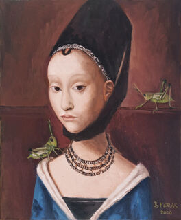 Picture "Young Woman with Grasshoppers" (2020) (Unique piece) by Bettina Moras
