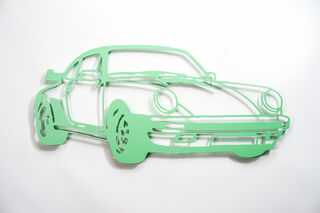 Wandobjekt "Porsche 911 Turbo (hellgrün)" (2022) (serielles Unikat) von Jan M. Petersen