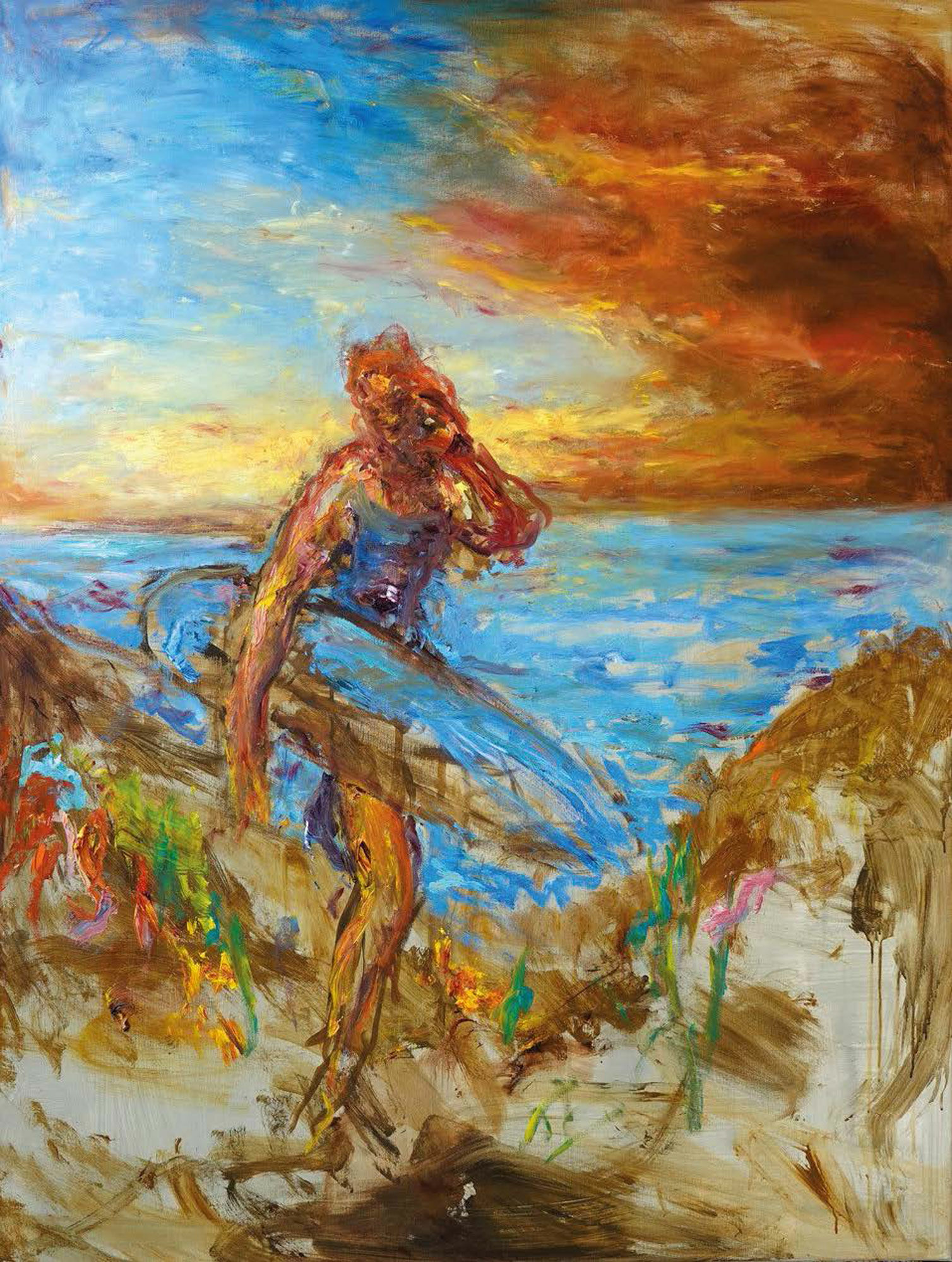 Picture "Evening Surfer" (2023) (Unique piece) by Michael Ramsauer