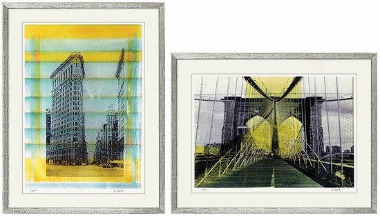 Set of 2 pictures "Flat Iron Building New York" and "Brooklyn Bridge New York" by Angelika Jelich