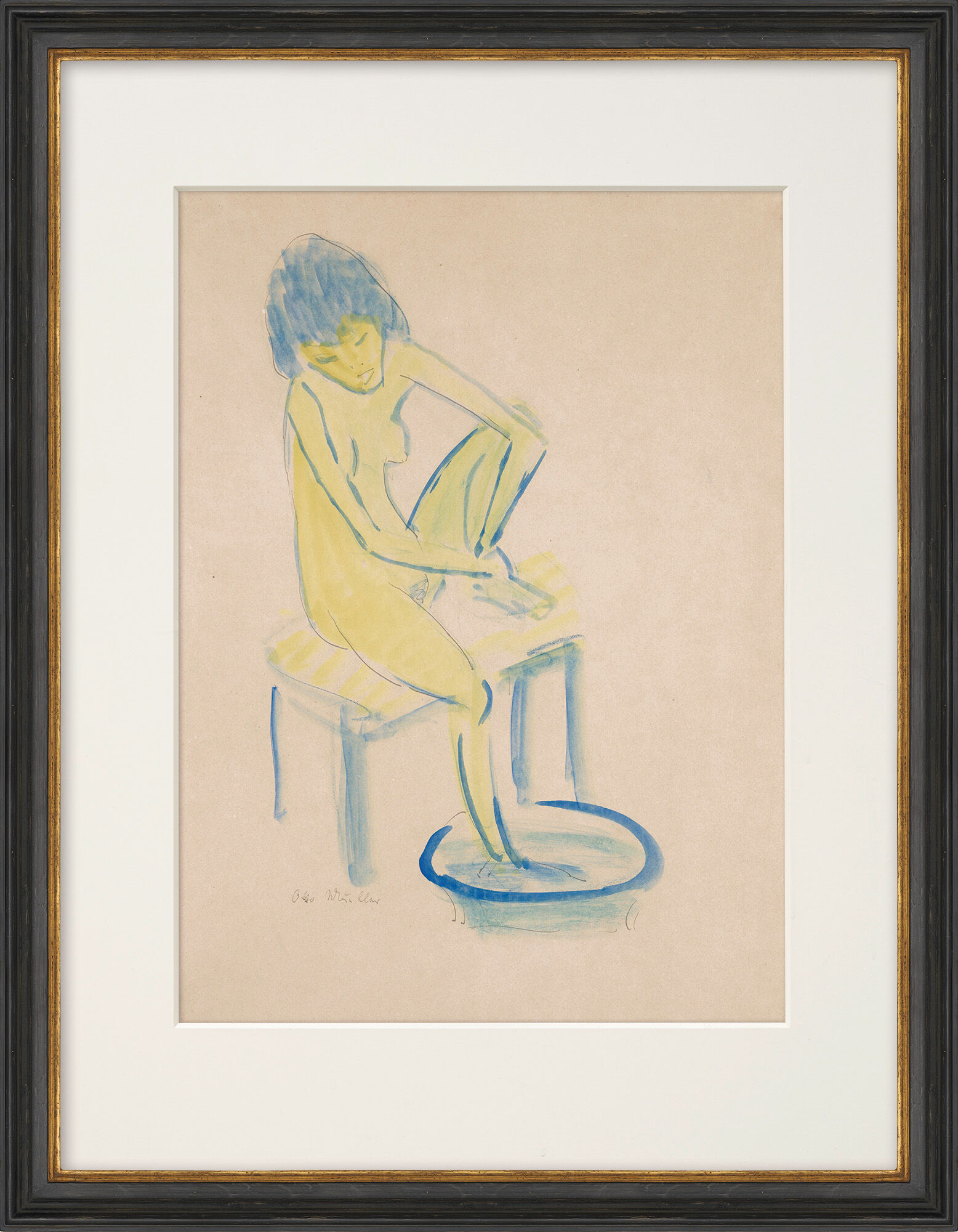 Picture "Nude Washing Herself" (around 1920) (Unique piece) by Otto Mueller
