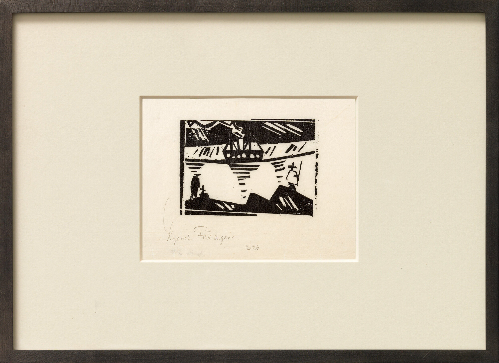 Bild "Angler und Dampfer" (1920) von Lyonel Feininger