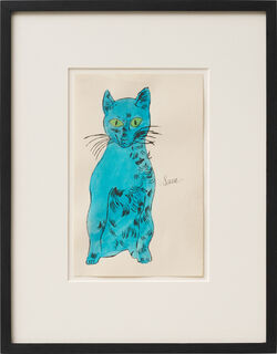 Bild "Sam, from 25 Cats Named Sam and One Blue Pussy (Blau)" (1954) (Unikat) von Andy Warhol