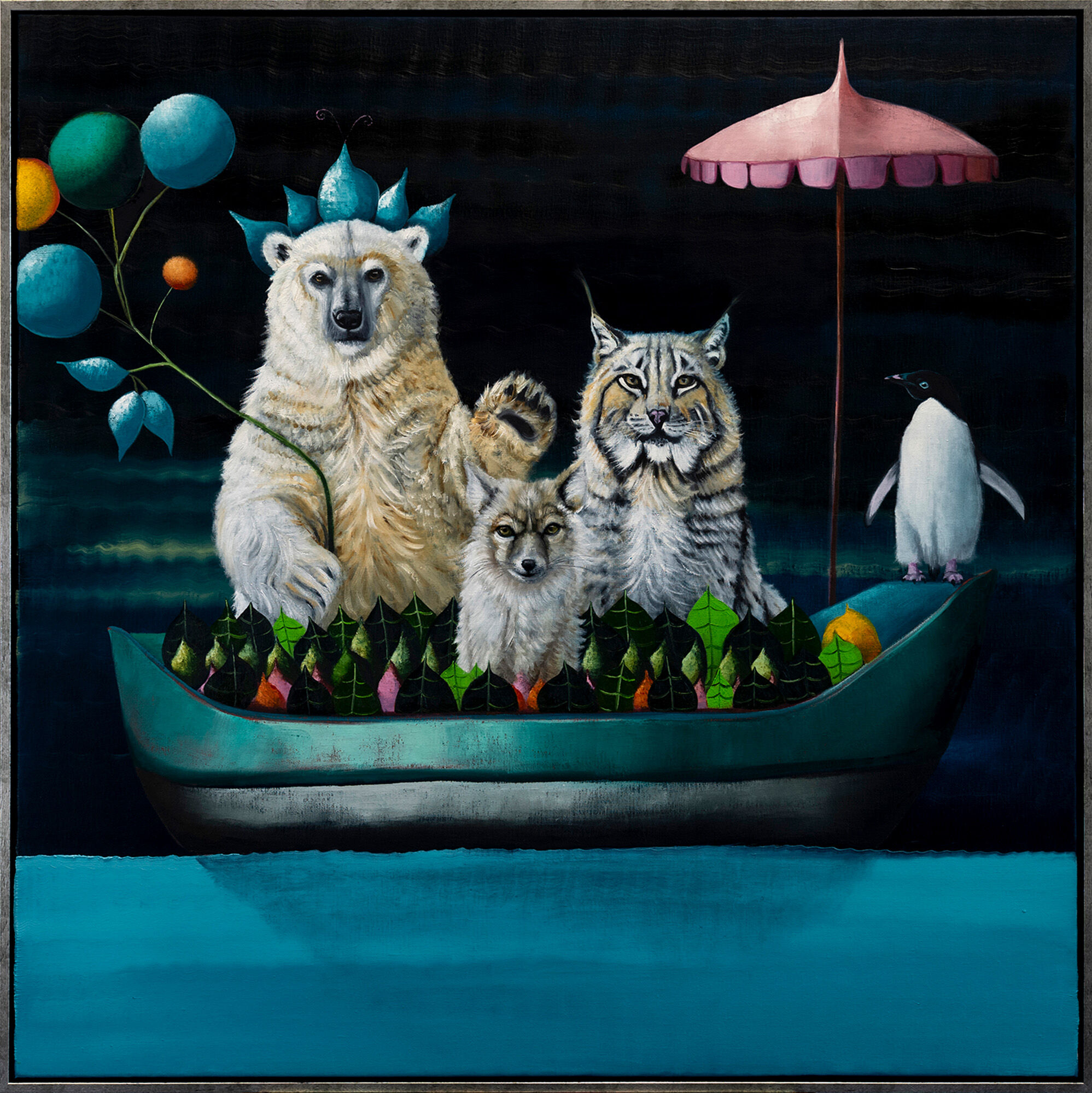 Picture "Series Wanderlust | Polar Bear, Lynx, Steppe Fox and Adelie Penguin" (2023) (Unique piece) by Lezzueck Coosemans