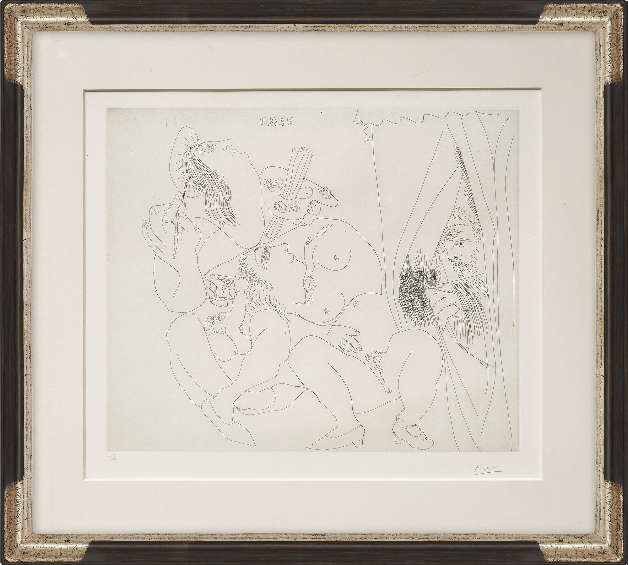 Bild "Raphael et la Fornarina V. avec voyour écartant le rideau" von Pablo Picasso