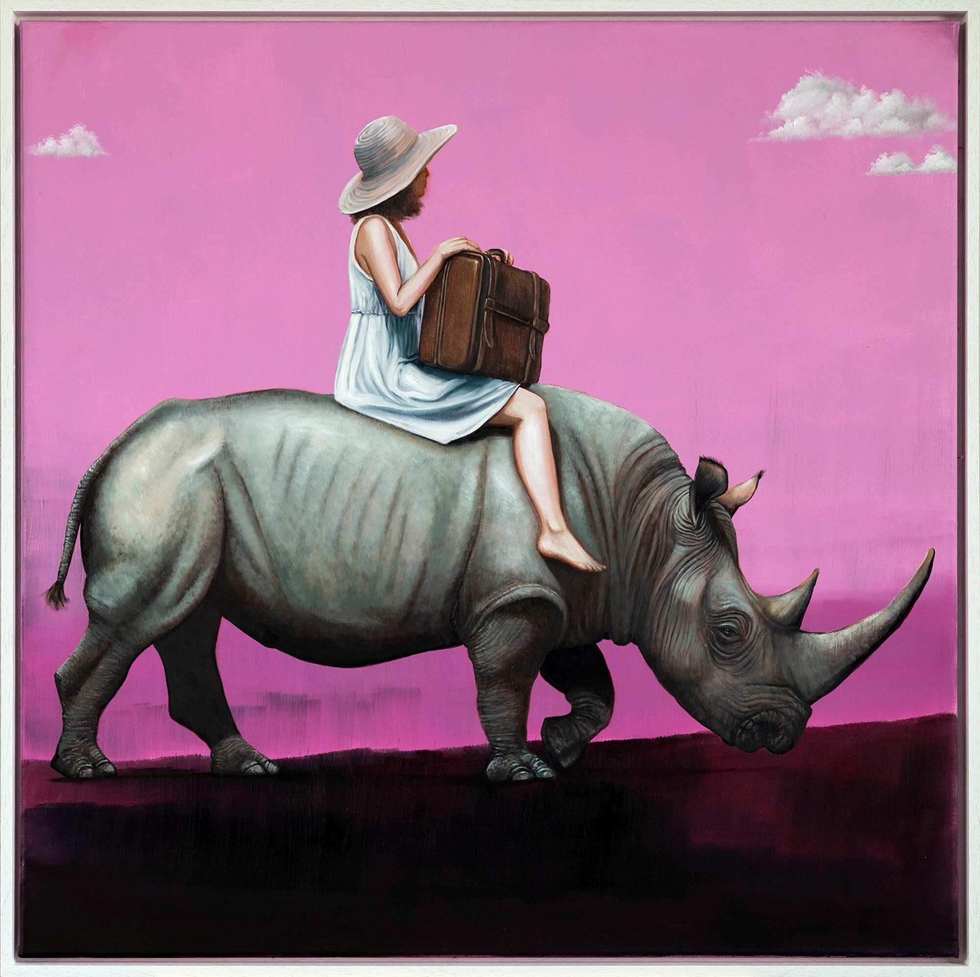 Bild "Die Reisende und das Nashorn" (2026) (Unikat) von Lezzueck Coosemans